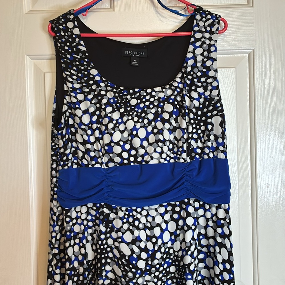 Perceptions NY Chic Navy and White Patterned Midi Dress - Picture 3 of 11